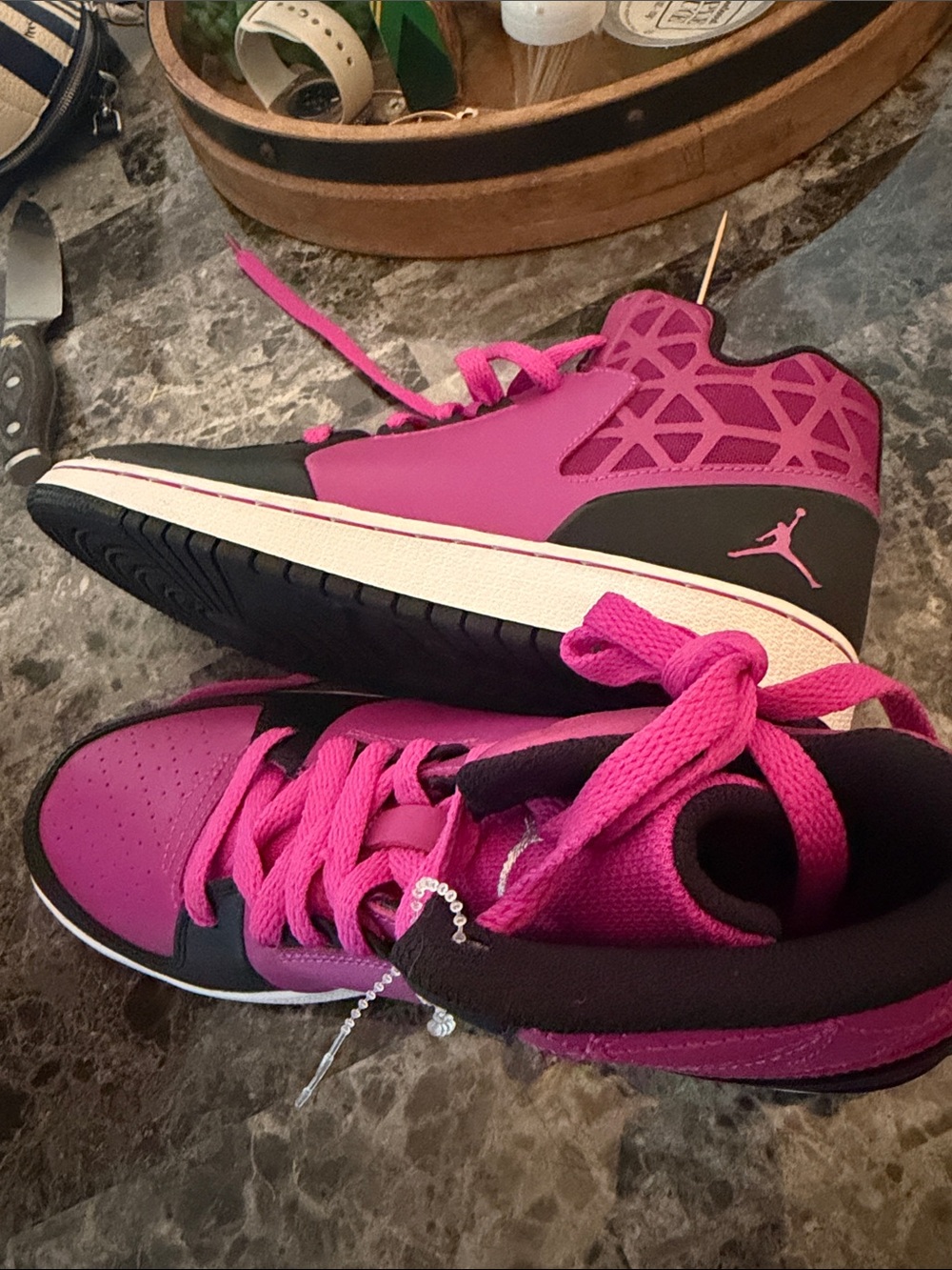 Jordan Pink and Black Women's High-Top Sneakers